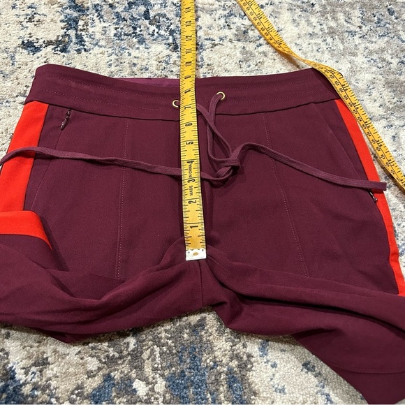 Anthropologie The Essential Slim Burgundy Stripe Mid Rise Trouser Pants Size 0 - Picture 12 of 13